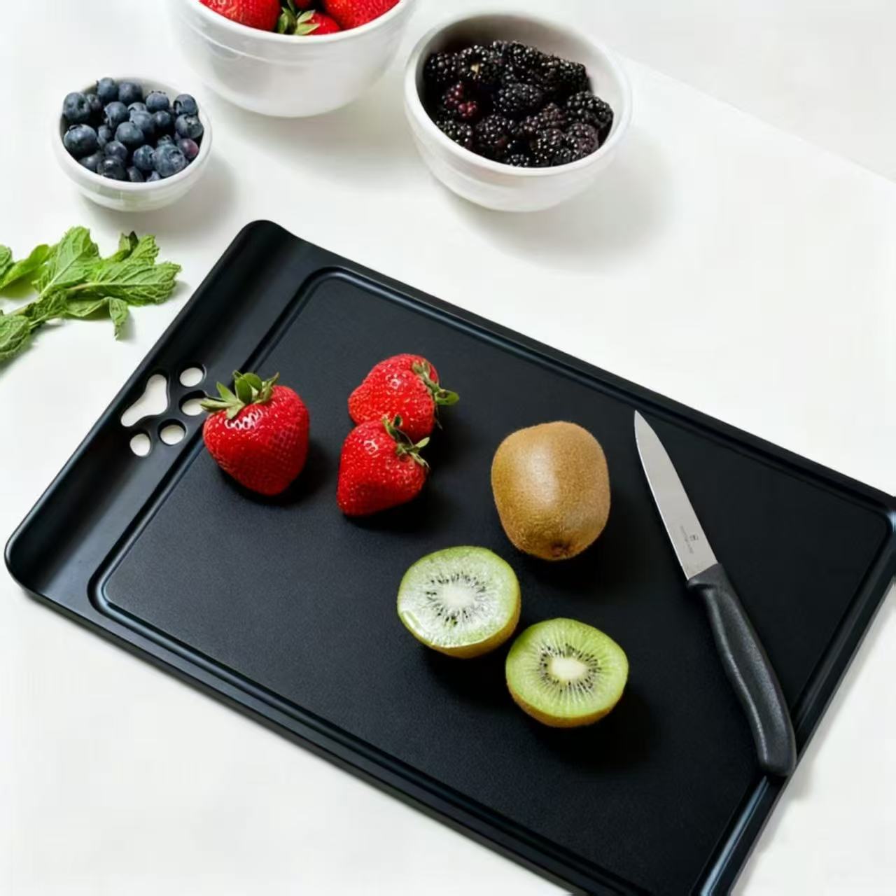 安妮麥飯石+稻穀殼負離子抗菌砧板-中